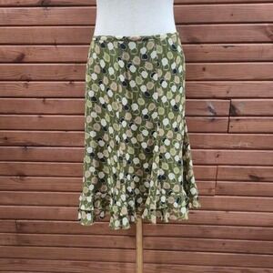 Y2K Womens Size 6 Floral Flowy Flutter Hem Midi Skirt